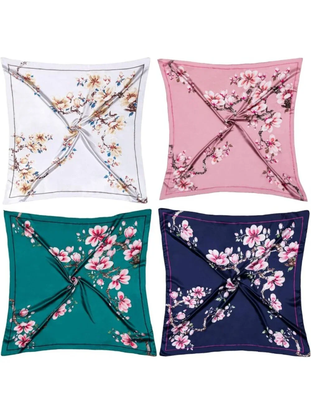 Silk Feel Hair Scarves for Women - 4PCS Stylish Head Scarves, 35” Fashion